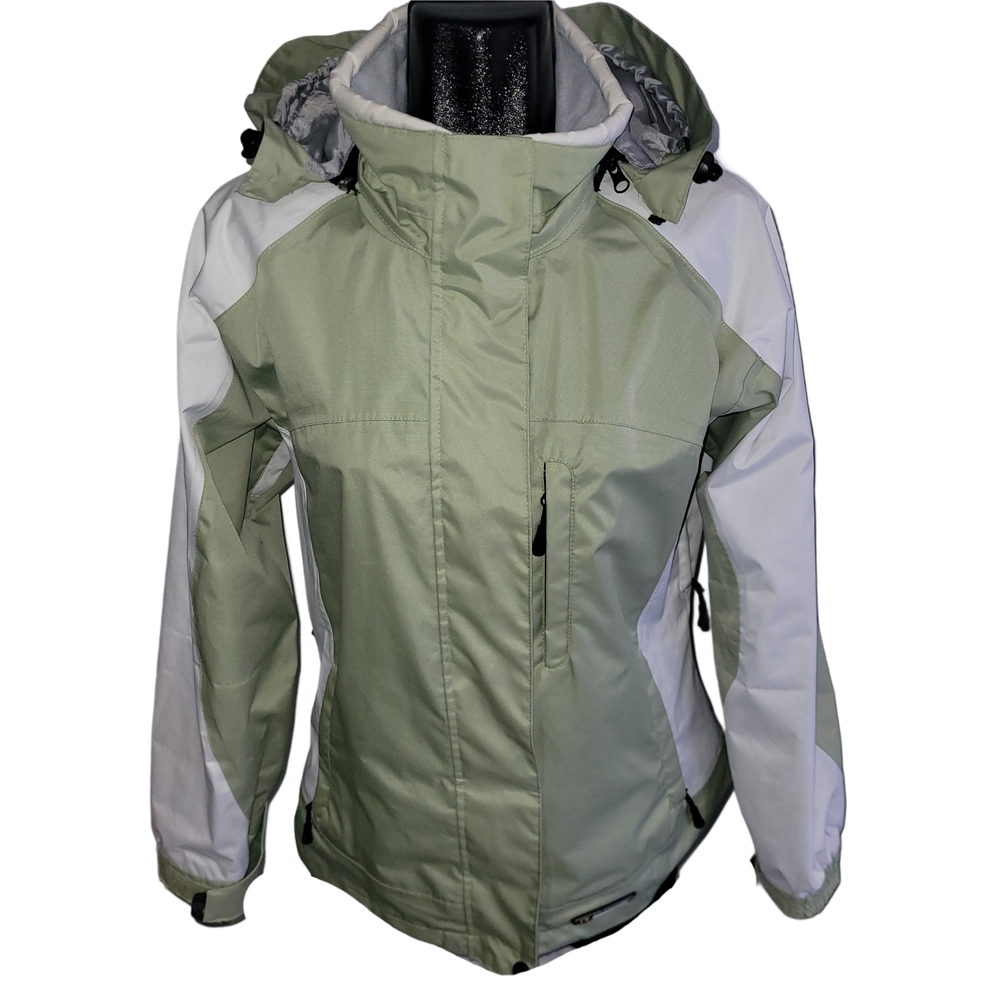 Wetskins Light Green & White Women's Waterproof Hooded Jacket Size M